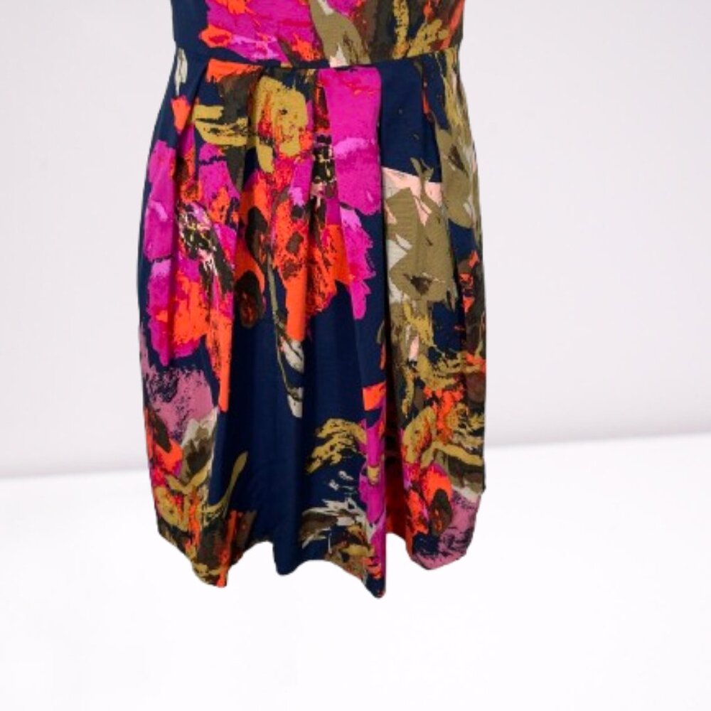 Trina Turk Hillary Fit & Flare Floral Dress Size 6 Navy & Pink - Picture 7 of 12
